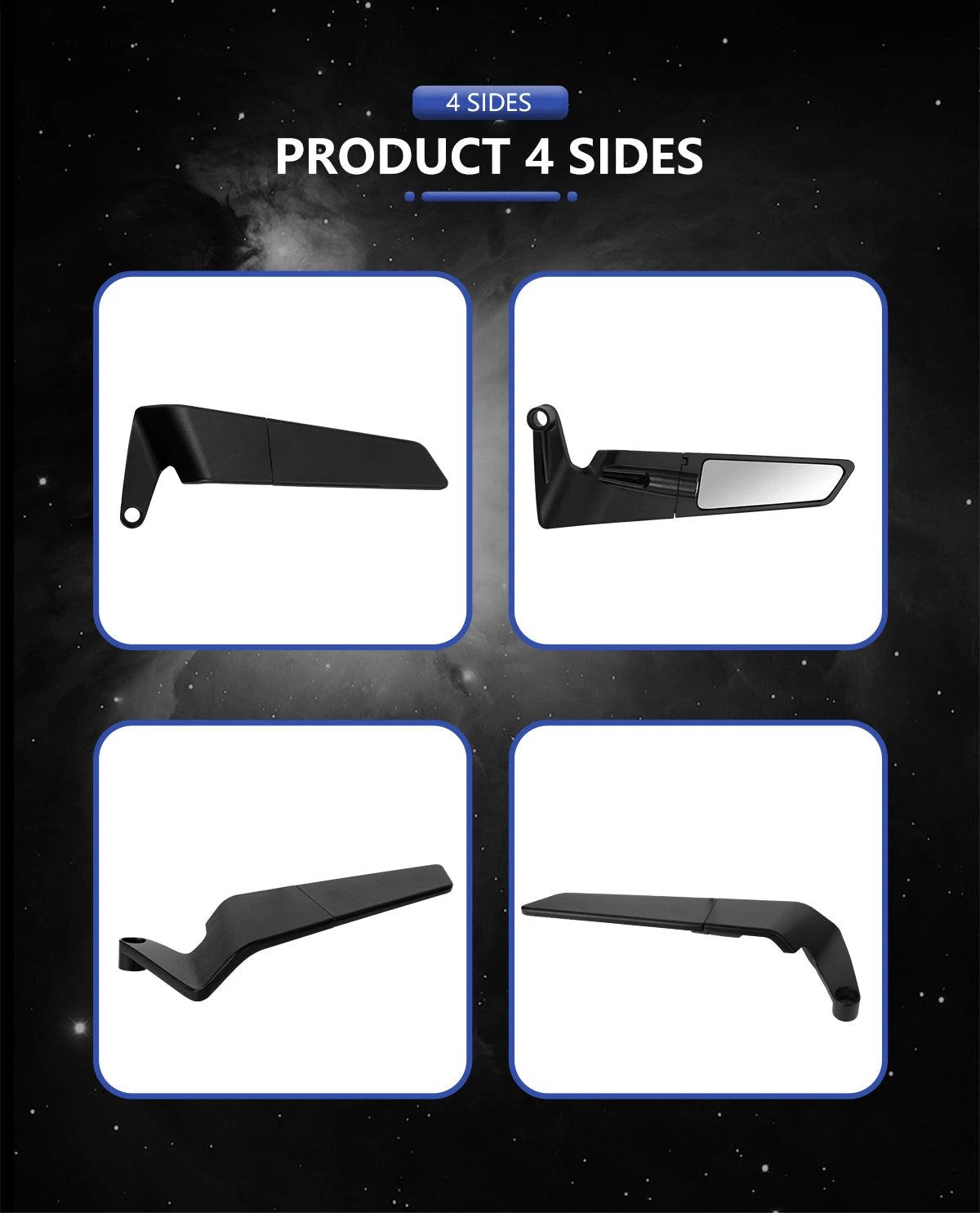 Motorcycle Side View Mirror For Kawasaki Z1000 Z900 Z800 Z750 Z650 Z400 Z300 Z250 Z125 Rearview Mirrors Kits Rotate Adjustable