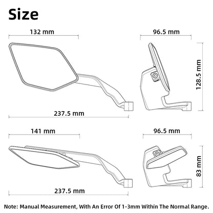 Motorcycle Side View Mirror For Kawasaki Z1000 Z900 Z800 Z750 Z650 Z400 Z300 Z250 Z125 Rearview Mirrors Kits Rotate Adjustable