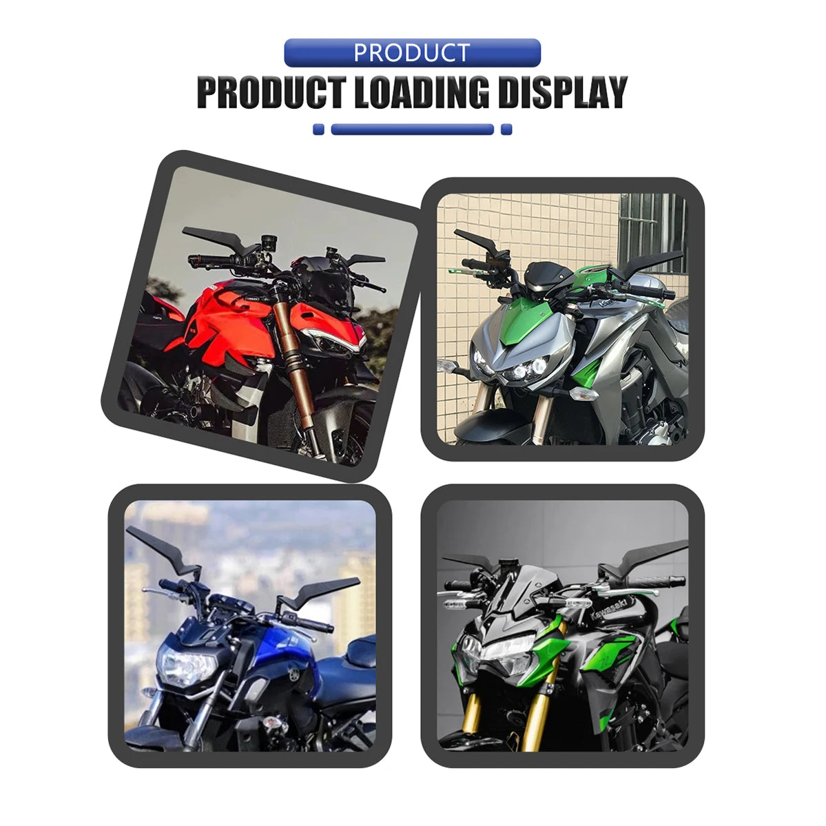 Motorcycle Side View Mirror For Kawasaki Z1000 Z900 Z800 Z750 Z650 Z400 Z300 Z250 Z125 Rearview Mirrors Kits Rotate Adjustable