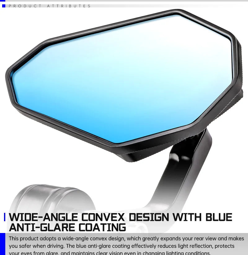 17-22mm Bar End Mirror For Motorcycle Aluminum Alloy Mirror Universal For Kawasaki Ninja 400 650 ZX636 Honda Hornet Shadow CBR