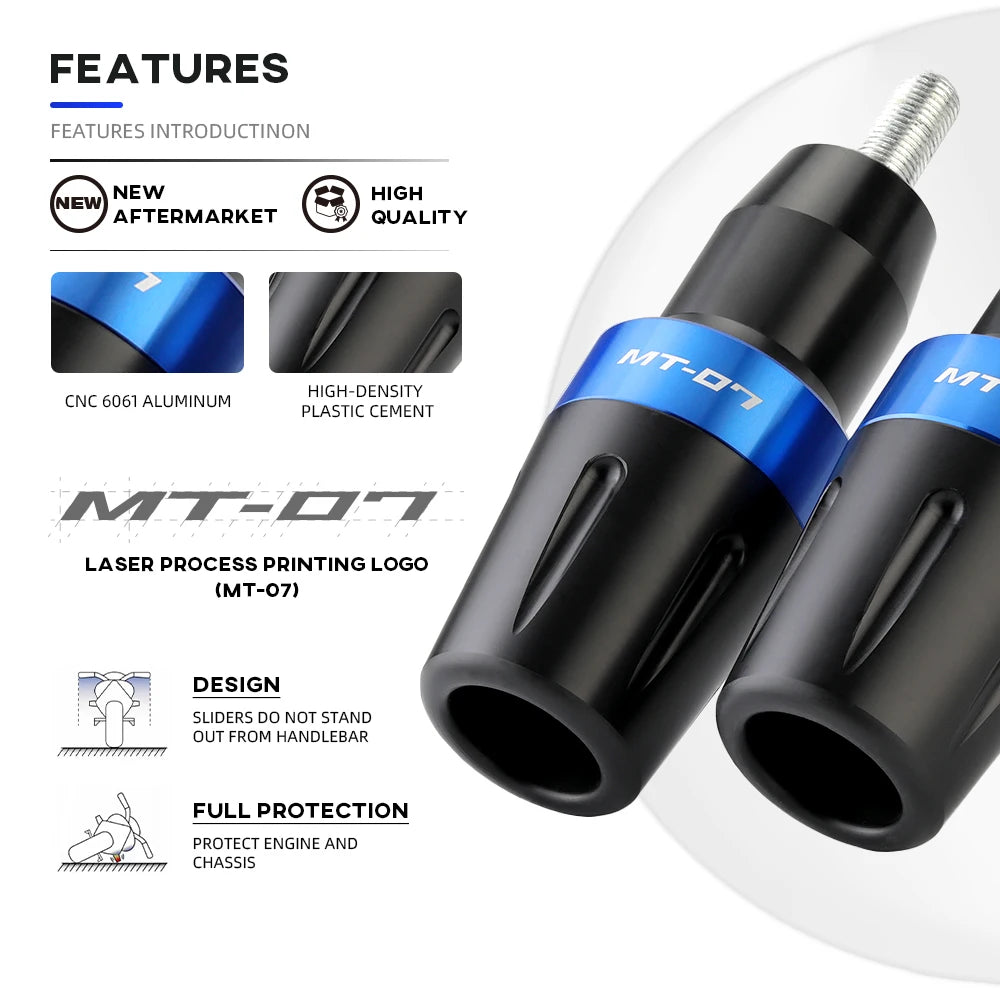 MT-07 Frame Sliders Crash Protector For YAMAHA MT07 2014-2025 FZ07 Tracer 700/GT 7 Motorcycle Accessories Falling Protection Pad