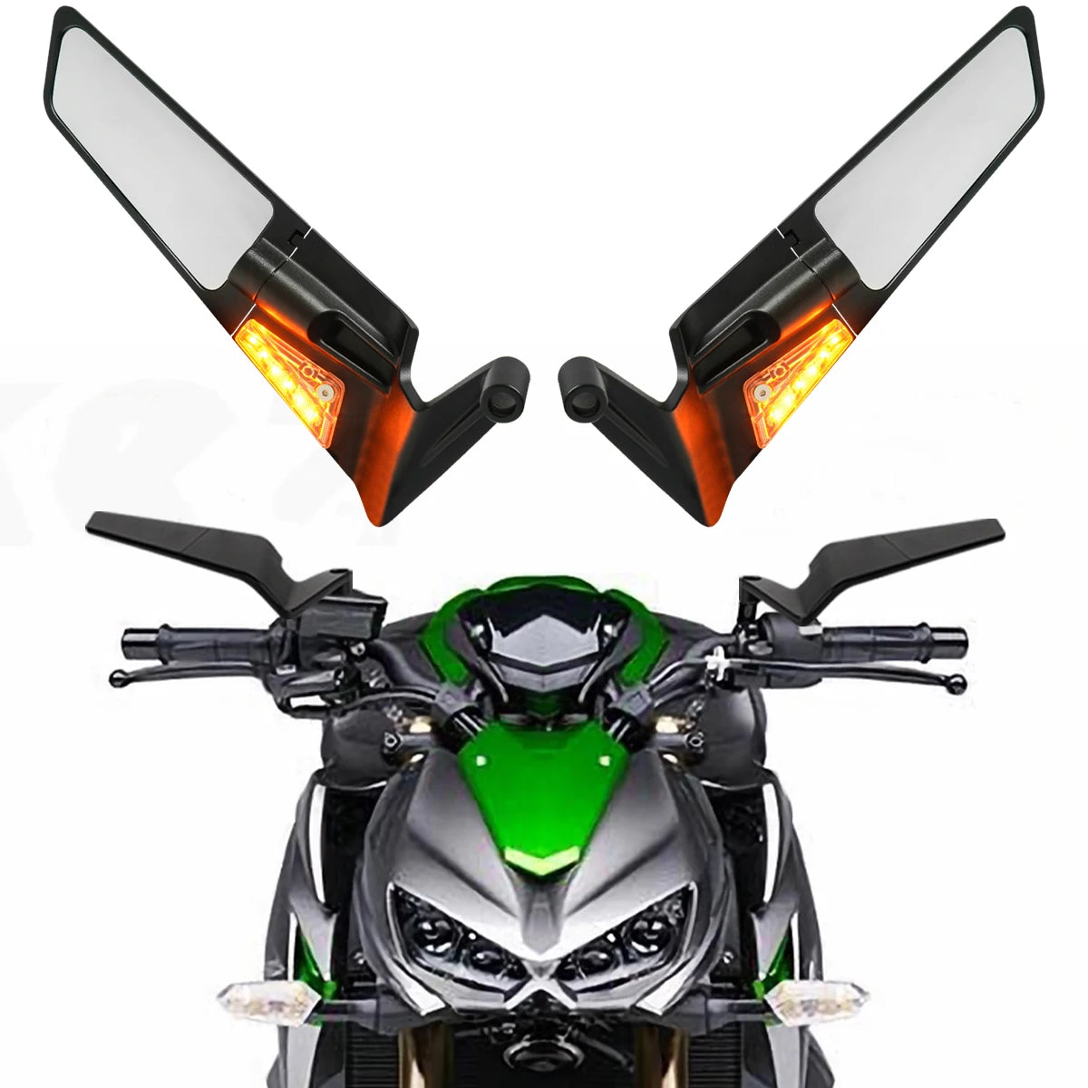 Motorcycle Side View Mirror For Kawasaki Z1000 Z900 Z800 Z750 Z650 Z400 Z300 Z250 Z125 Rearview Mirrors Kits Rotate Adjustable