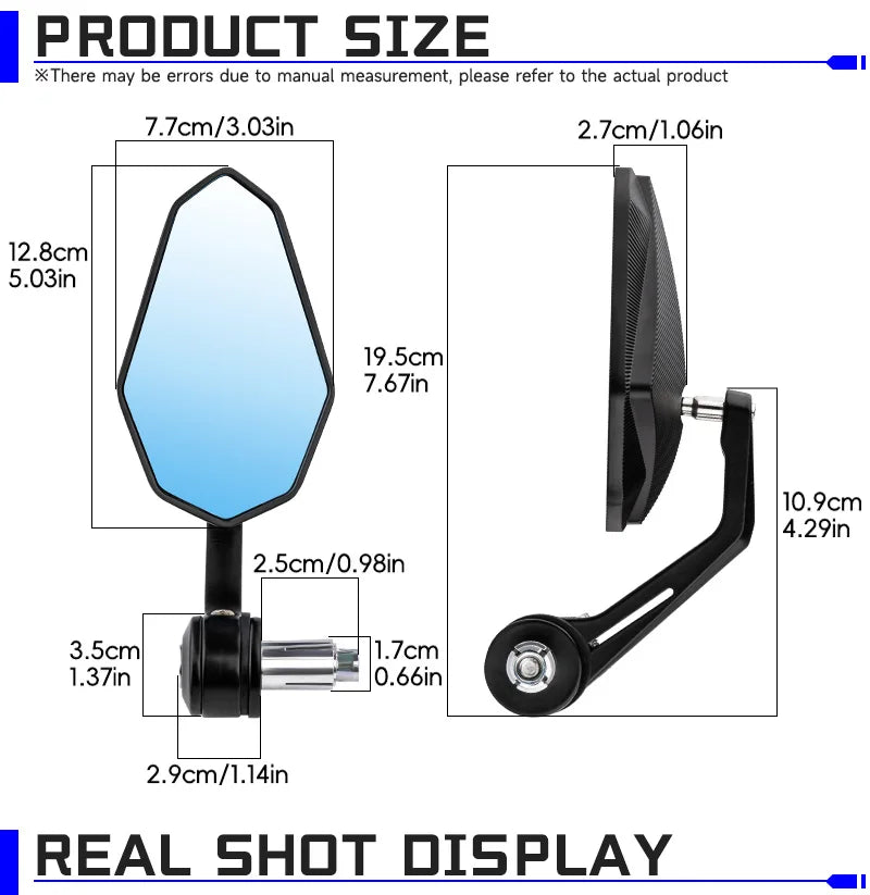 17-22mm Bar End Mirror For Motorcycle Aluminum Alloy Mirror Universal For Kawasaki Ninja 400 650 ZX636 Honda Hornet Shadow CBR