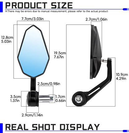 17-22mm Bar End Mirror For Motorcycle Aluminum Alloy Mirror Universal For Kawasaki Ninja 400 650 ZX636 Honda Hornet Shadow CBR